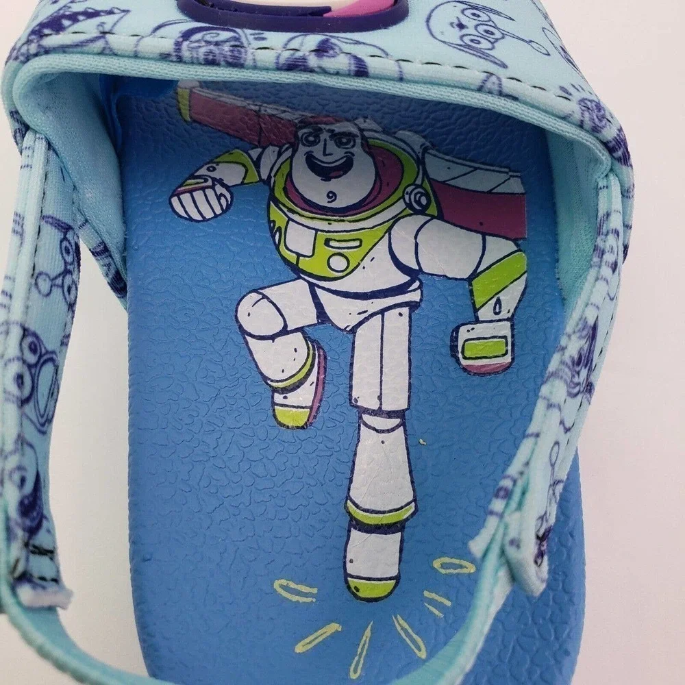Disney Toy Story Toddler Boys Size 7/8 Blue Slip On Heel Strap Slide Sandals
